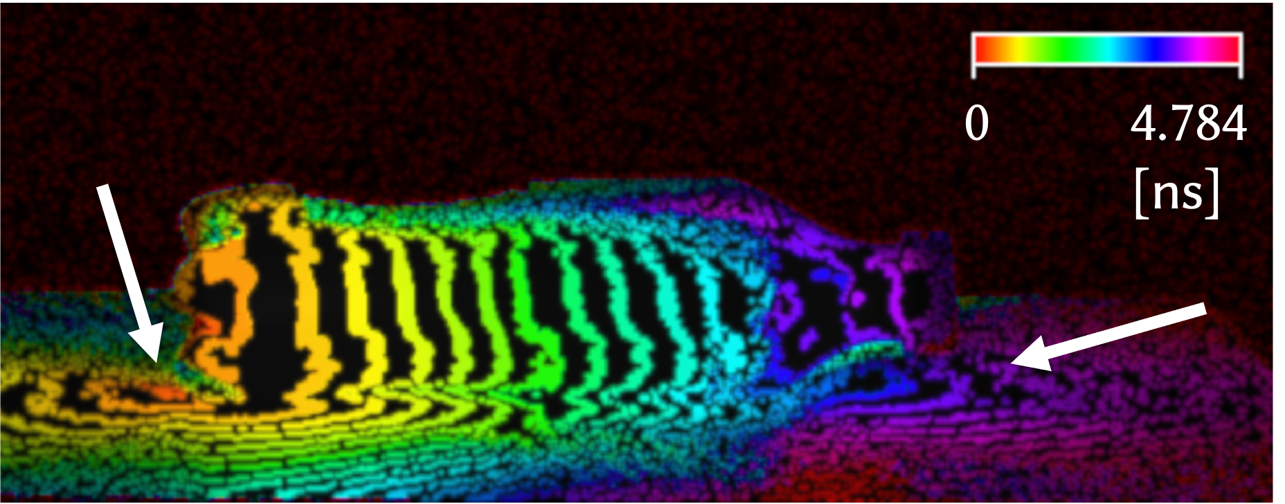 Peak-time rainbow visualization after unwarping for the lower cola bottle crop.